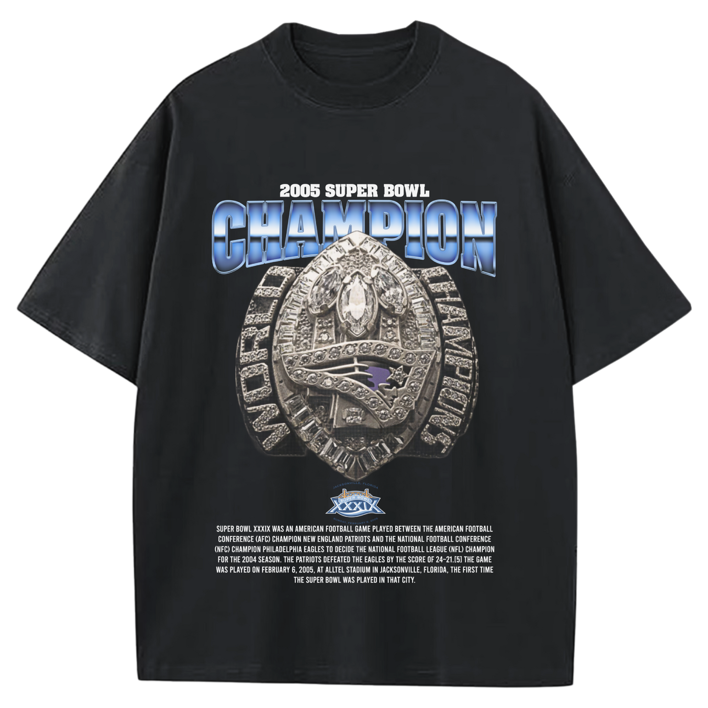 2005 SUPERBOWL CHAMPIONS NEW ENGLAN PATRIOTS BLACK-TSHIRT