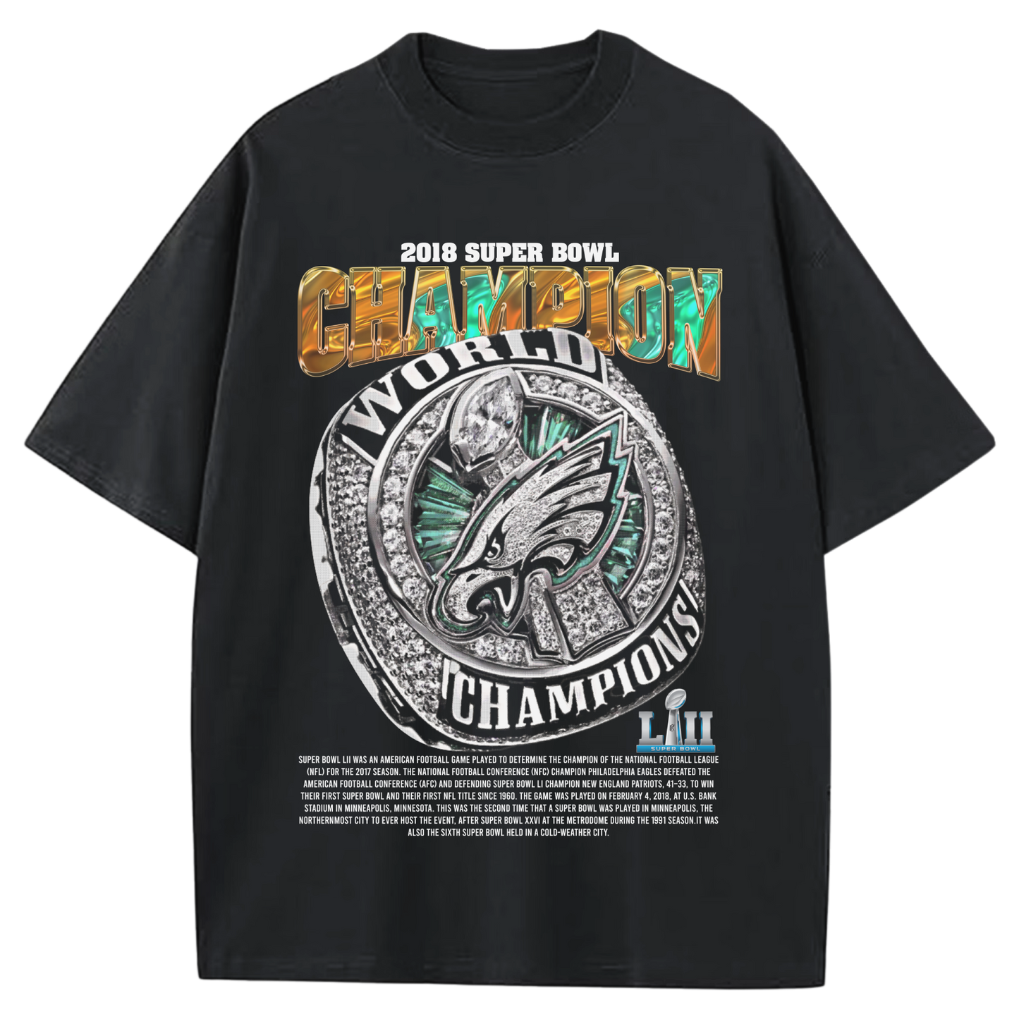 2018 SUPERBOWL CHAMPIONS PHILADELPHIA EAGLES BLACK-TSHIRT