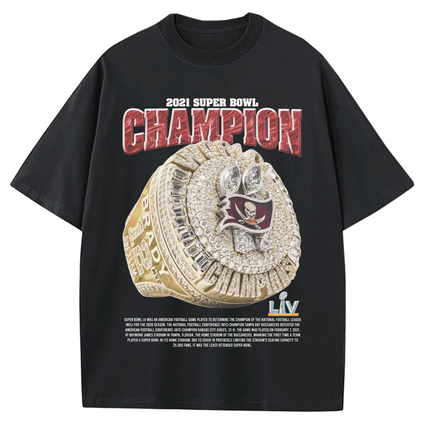 2021 SUPERBOWL CHAMPIONS TAMPA BAY BUCCANEERS BLACK-TSHIRT