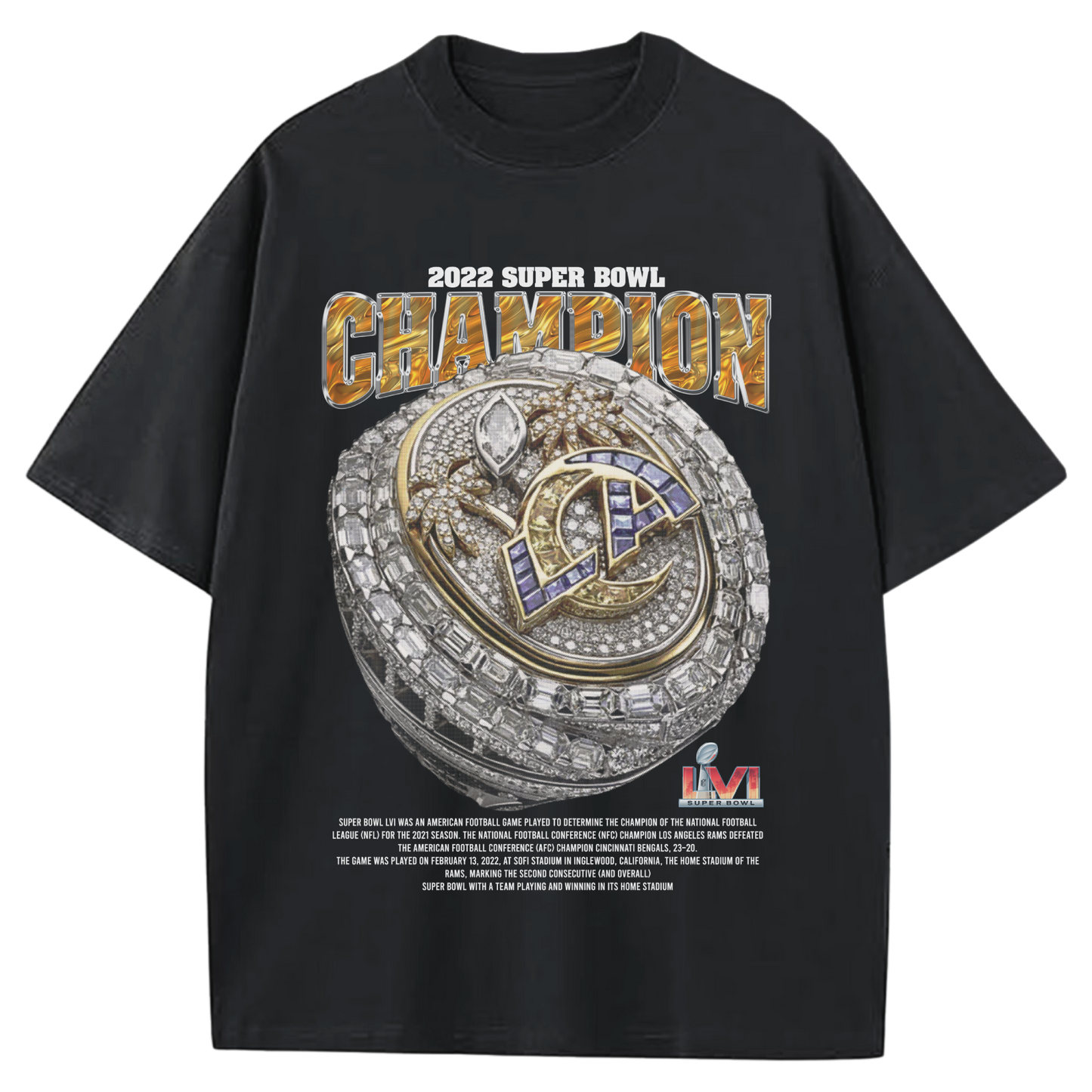 2022 SUPERBOWL CHAMPIONS LOS ANGELES RAMS BLACK-TSHIRT