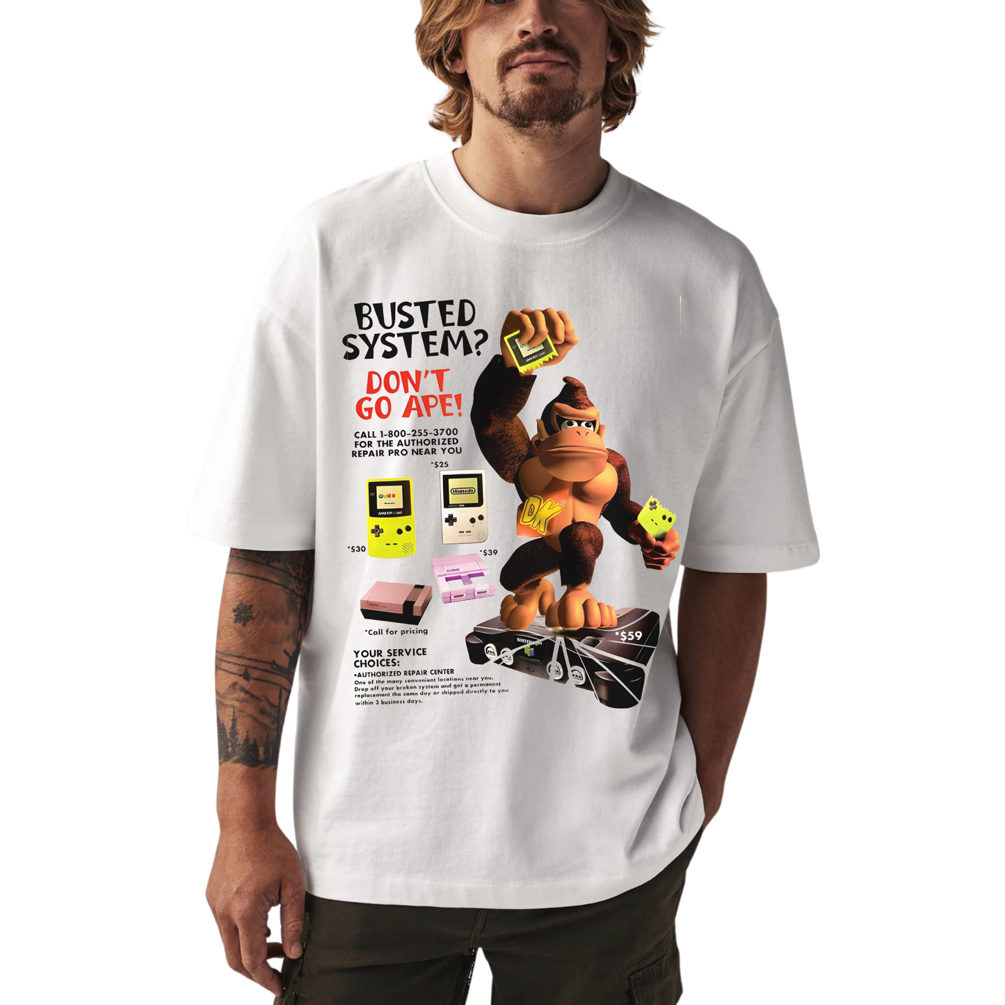 BUSTED SYSTEM WHITE-TSHIRT