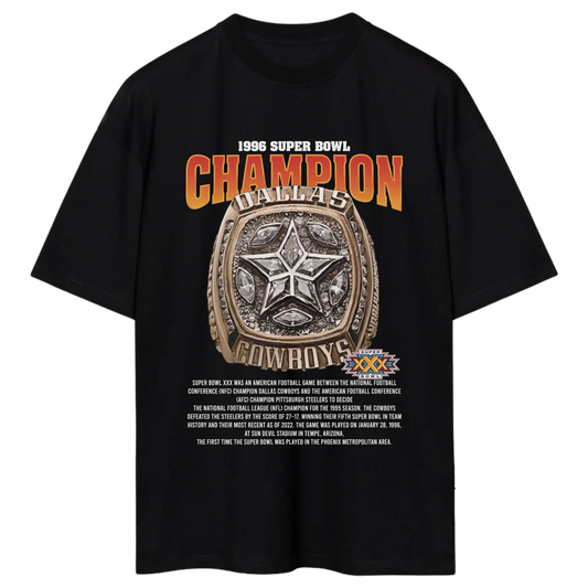 1996 SUPERBOWL CHAMPIONS DALLAS COWBOYS BLACK-TSHIRT