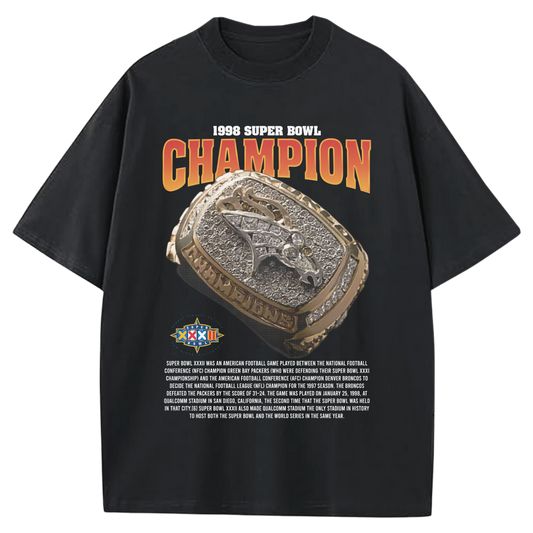 1998 SUPERBOWL CHAMPIONS DENVER BRONCOS BLACK-TSHIRT