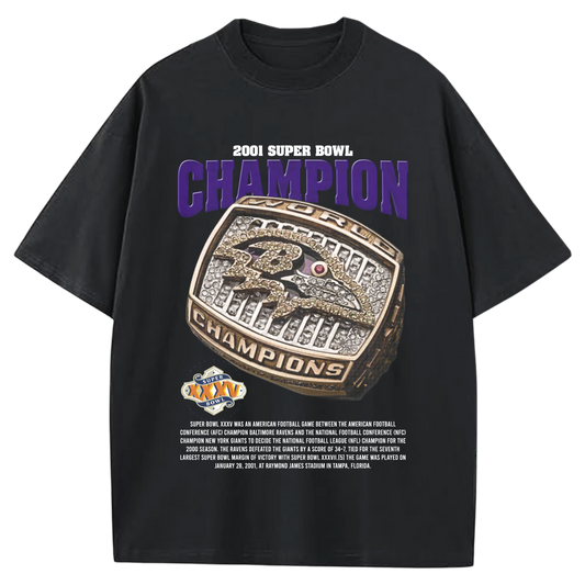 2001 SUPERBOWL CHAMPIONS BALTIMORE RAVENS BLACK-TSHIRT