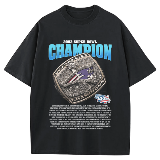 2002 SUPERBOWL CHAMPIONS NEW ENGLAN PATRIOTS BLACK-TSHIRT