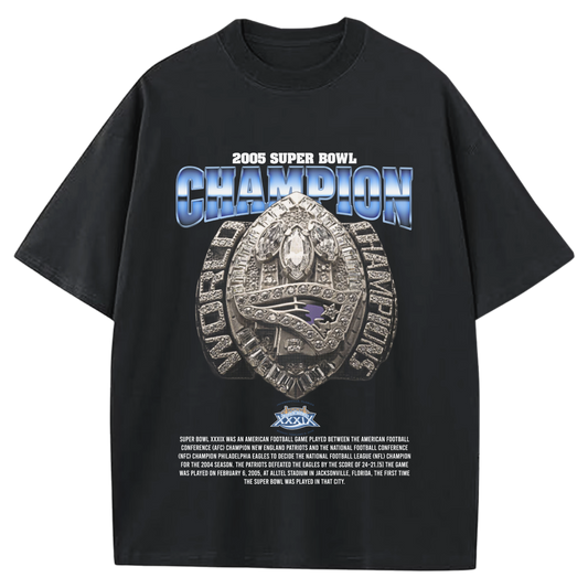 2005 SUPERBOWL CHAMPIONS NEW ENGLAN PATRIOTS BLACK-TSHIRT