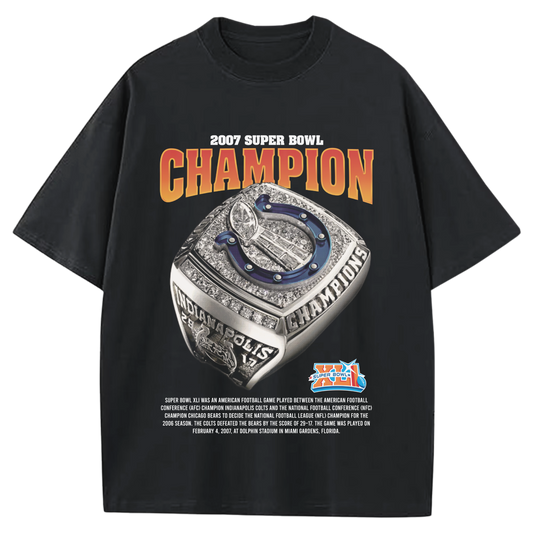 2007 SUPERBOWL CHAMPIONS INDIANAPOLIS COLTS BLACK-TSHIRT