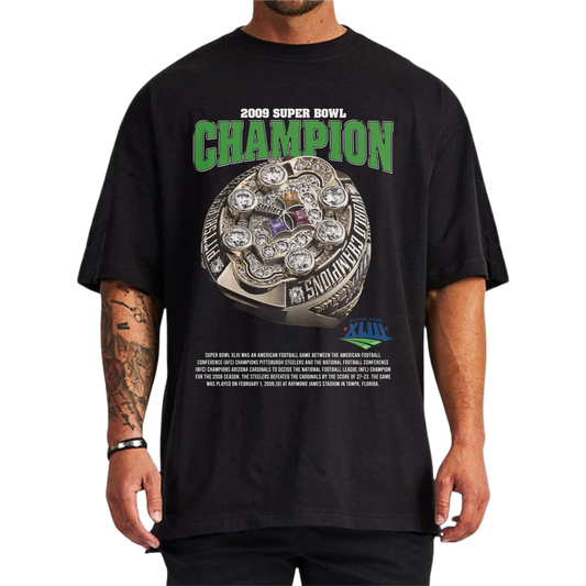 2009 SUPERBOWL CHAMPIONS PITTSBURGH STEELERS BLACK-TSHIRT