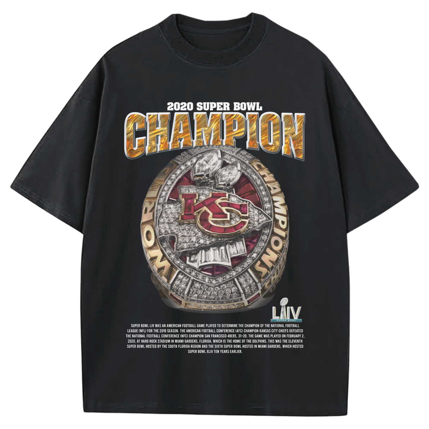 2020 SUPERBOWL CHAMPIONS KANSAS CITY CHIEFS BLACK-TSHIRT