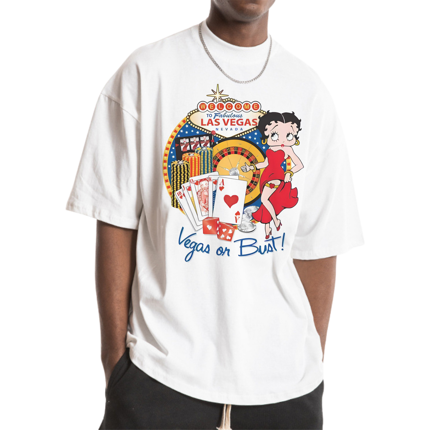 BETTY BOOP LAS VEGAS WHITE-TSHIRT