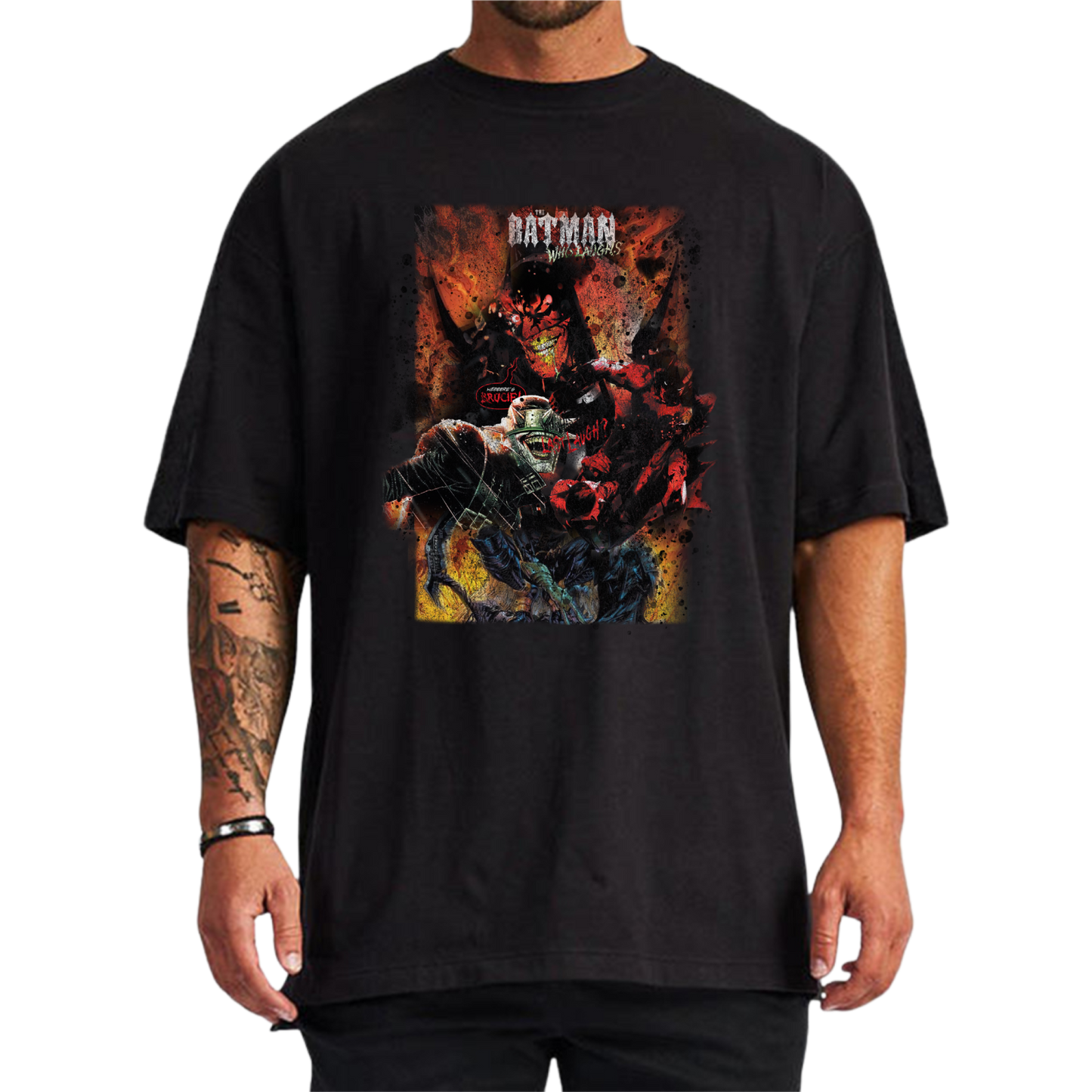 BATMAN WHOS LAUGING BLACK T-SHIRT