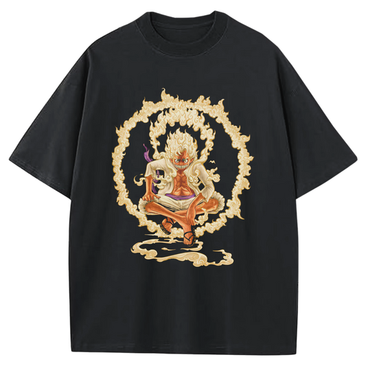 OP LUFFY RING OF FIRE BLACK T-SHIRT