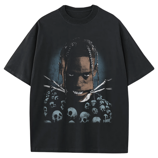 TRAVIS SCOTT SCKULLS BLACK-TSHIRT