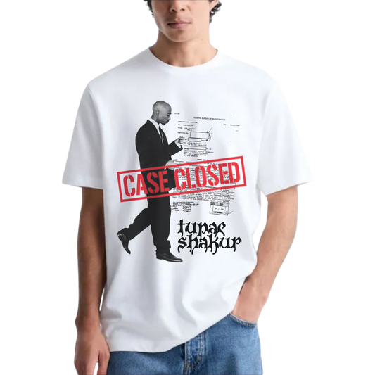 TUPAC CASE CLOSED WHITE-TSHIRT