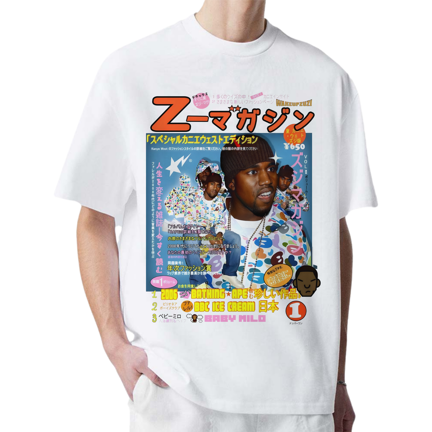 YE BAPE WHITE-TSHIRT